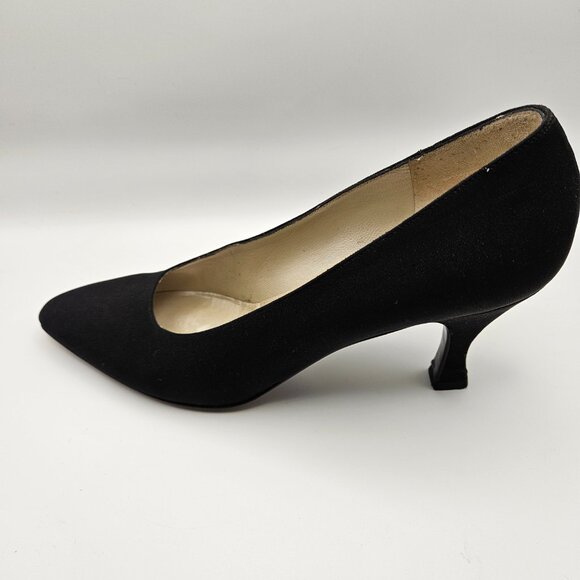 Bruno Magli Black Satin Mid-Heel Pumps – Size 9 AA – Made in Italy - Picture 4 of 10